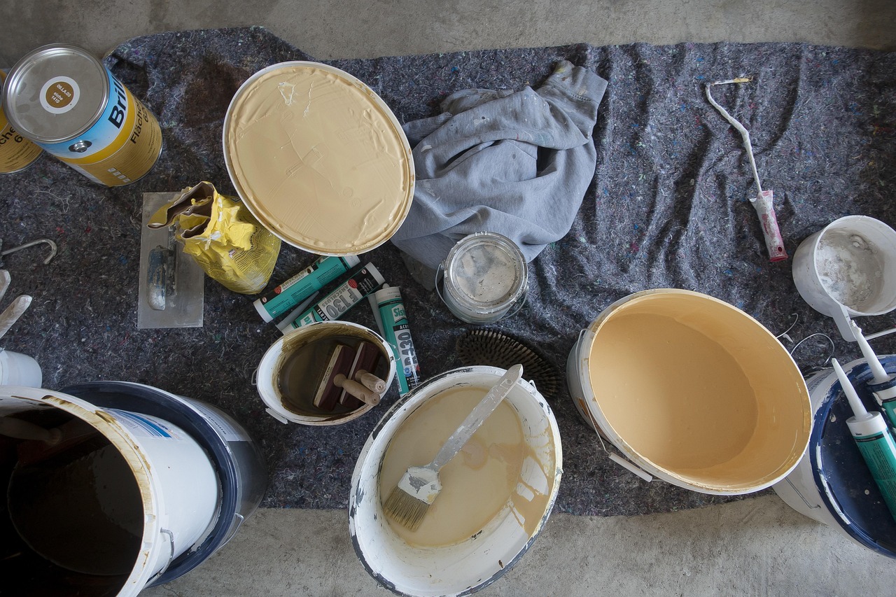 painter, colour, wall paint, bucket, paint brush